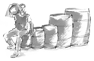 Colored illustration of cask sizes
